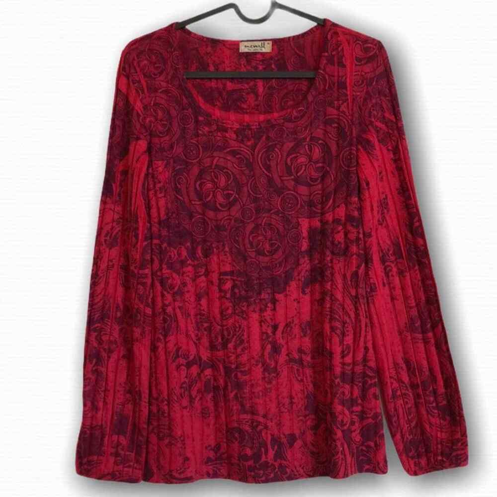 One World swirl ribbed soft lightweight sweater Women's Size S Small Red Purple
